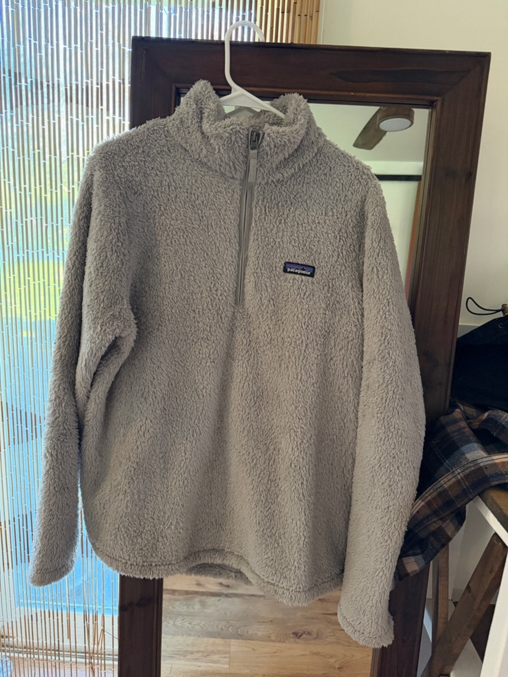 Patagonia Taupe Sherpa Quarter-Zip Pullover